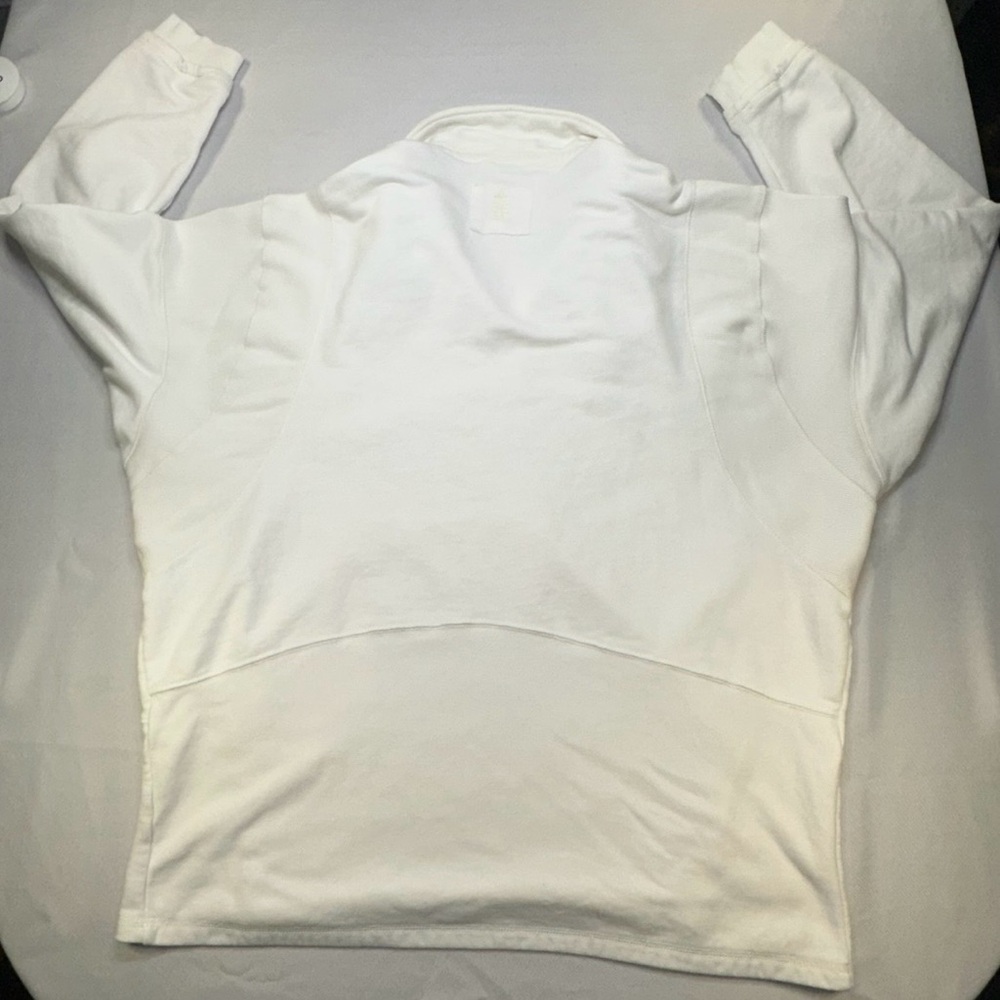FP Movement Free People White French Terry V-Neck Oversized Polo Sweatshirt Lg - Picture 8 of 15